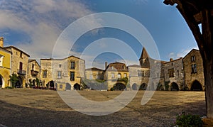 Architecture of Mediaval town of Monpazier in Dordogne southwest France