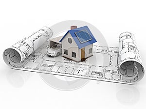 Architecture model house with garage