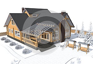 Architecture model house gray with environment