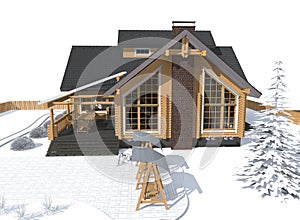 Architecture model house gray with environment