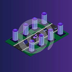 Architecture Modern Buildings. Isometric City Illustration Vector
