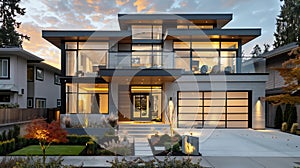 Architecture modern design, beautiful house, night scene