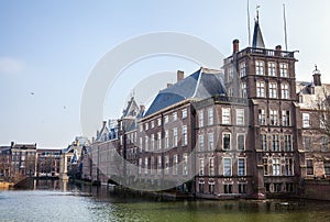 Architecture of modern Hague (Den Haag) city center. Netherlands.