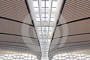 Architecture of modern terminal building with grid skylight