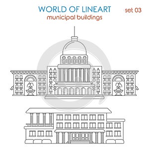 Architecture municipal government building graphical lineart