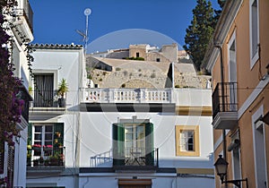 Architecture in old town of Eivissa on Ibiza