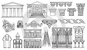 Architecture and ornaments set