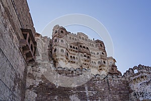 Architecture from outside of Mehrangarh Fort in Jodhpur, Rajasthan, is one of the largest forts in India.