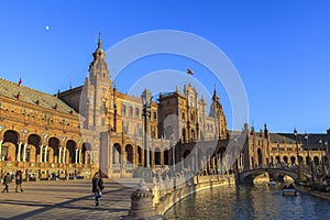 Architecture of Plaza de EspaÃ±a, Seville, Spain