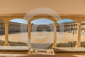 The architecture in the Plaza de Toros de Ronda, Ancient famous bullring in Ronda