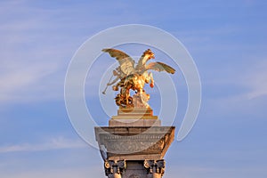 Architecture of the Pont Alexandre III bridge over the Seine river, Paris. France