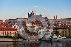 Architecture of the Prague castle at sunrise, Czech Republic