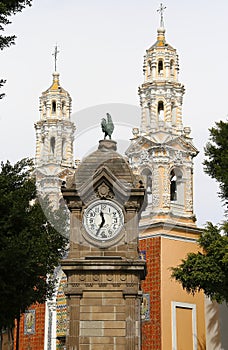 Clock and church of guadalupe of puebla I photo