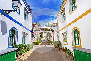 Architecture of Puerto de Mogan, a small fishing port on Gran Canaria