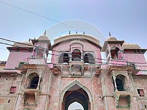 architecture of Ramnagar Fort on the banks of the ganges in Varanasi, India