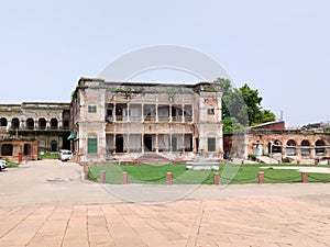 architecture of Ramnagar Fort on the banks of the ganges in Varanasi, India