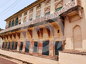 architecture of Ramnagar Fort on the banks of the ganges in Varanasi, India