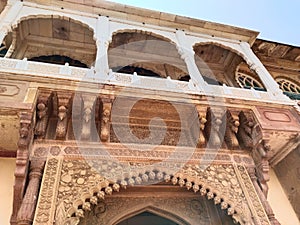 architecture of Ramnagar Fort on the banks of the ganges in Varanasi, India