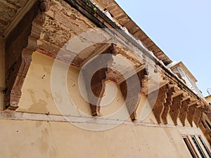 architecture of Ramnagar Fort on the banks of the ganges in Varanasi, India