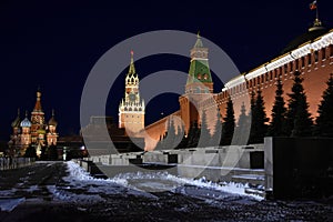 Architecture of the Red Square in Moscow at night