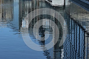 LIFE STYLE SCENE, REFLECTION ON CANAL, COPENHAGUE, DENMARK, MARCH 2019 photo