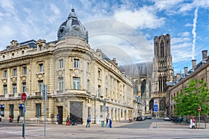 Architecture of Reims, a city in the Champagne-Ardenne region of France photo