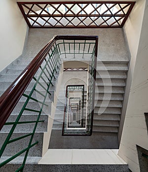 Architecture retro staircase swirl in hotel