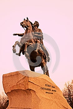 Architecture of Saint-Petersburg, Russia. Saint-Petersburg, Russia. Bronze horseman monument