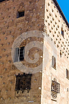 Architecture in Salamanca, Spain,  view of the famous Casa de las Conchas
