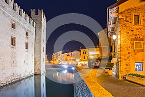 Architecture of Scaligero Castle at Garda lake in Sirmione, Italy