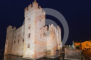 Architecture of Scaligero Castle at Garda lake in Sirmione, Italy