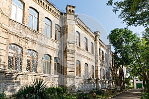 Architecture of Sevastopol. The building of the former Konstantinovskaya present school on a summer day