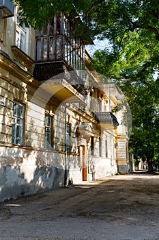 Architecture of Sevastopol. Old courtyard on a summer day