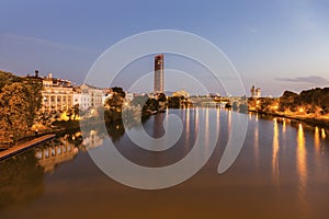 Architecture of Seville along Guadalquivir River