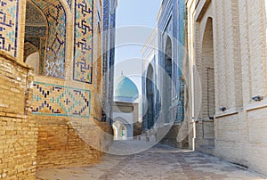 Architecture of Shah-i-Zinda ensemble, Samarkand, Uzbekistan photo