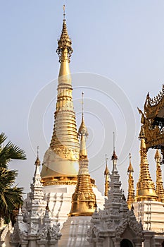 The architecture at Shwedagon pagoda in Yangoon