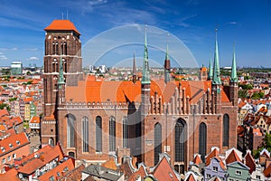 Architecture of the St. Mary& x27;s Basilica in Gdansk, Poland