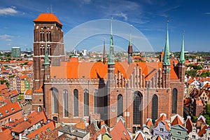 Architecture of the St. Mary& x27;s Basilica in Gdansk, Poland