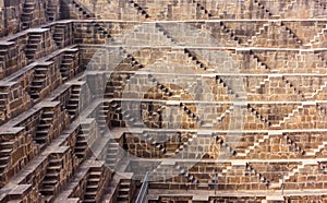 Architecture of stairs at Abhaneri baori stepwell in Jaipur Rajasthan india