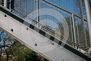 Architecture: steel beam, detail of the structure with bolted elements