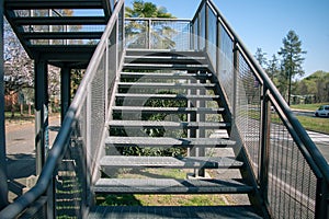 Architecture: steel staircase of a pedestrian walkway, photo