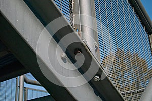 Architecture: steel staircase of a pedestrian walkway, photo