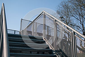 Architecture: steel staircase of a pedestrian walkway, photo