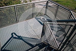 Architecture: steel staircase of a pedestrian walkway, photo