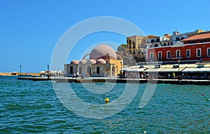 Architecture and streets of the old town of Chania on Crete in Greece.