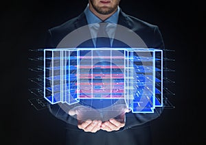 Close up of businessman with virtual projection