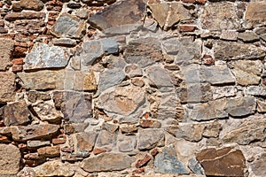 Architecture textures, detailed wall masonry schist and granite mix, irregular stone shapes