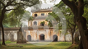 The architecture of Thang Long Imperial Citadel Hanoi, a UNESCO heritage natural wonder of Vietnam.