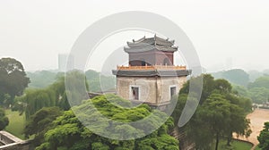 The architecture of Thang Long Imperial Citadel Hanoi, a UNESCO heritage natural wonder of Vietnam.