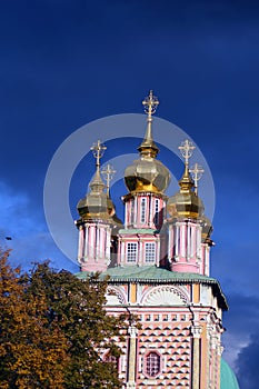 Architecture of Trinity Sergius Lavra in Sergyev Posad, Russia. Old churches.